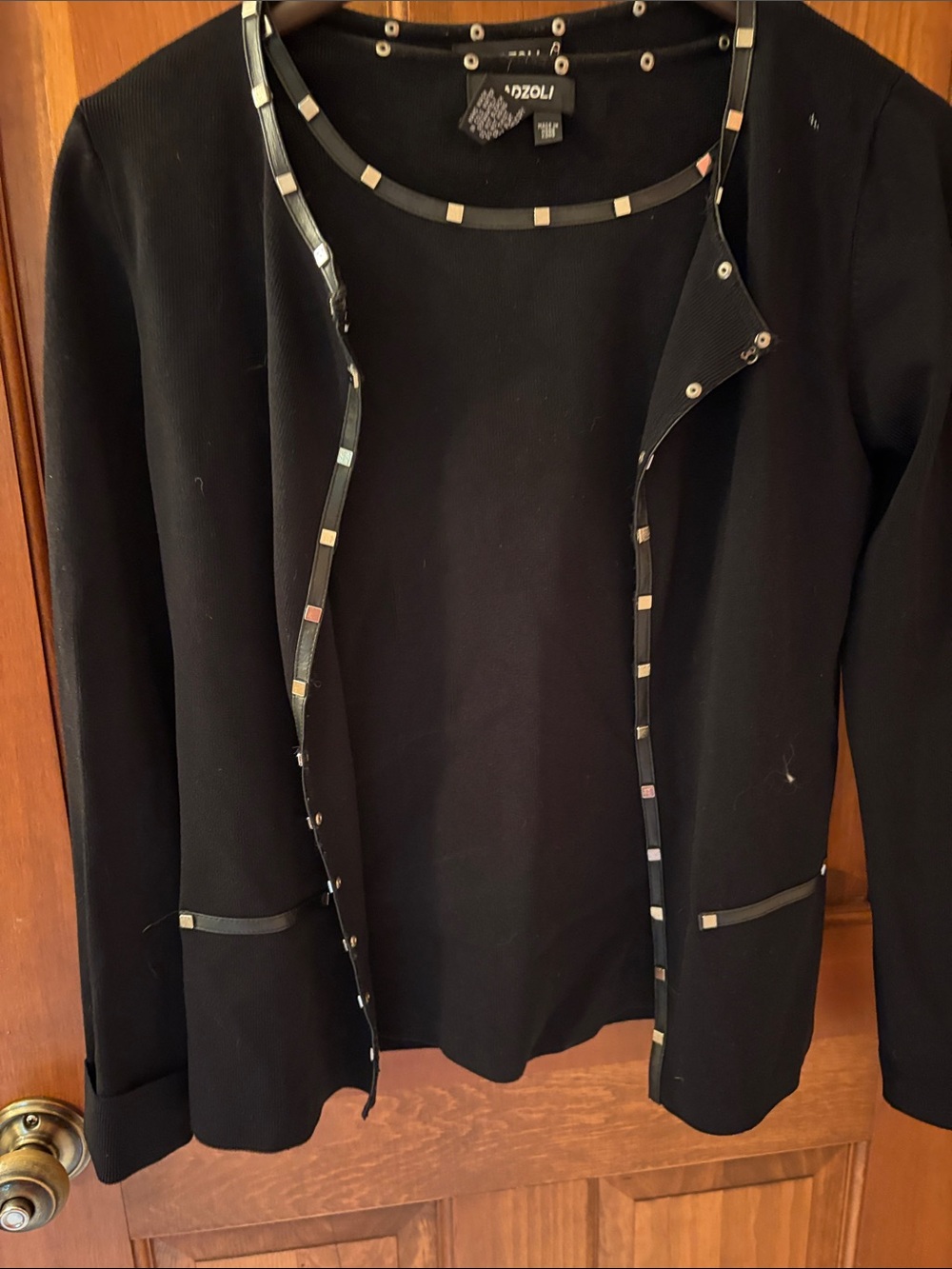 Radzoli two piece sweater set studded around neck and sweater